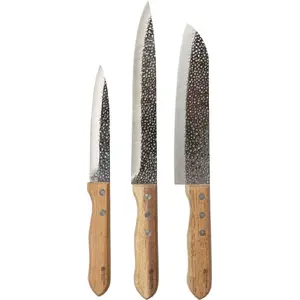 Knife set Dekodonia By Bercato – stainless steel blades 25.5 cm, 30.5 cm, 32.5 cm with acacia wood handles
