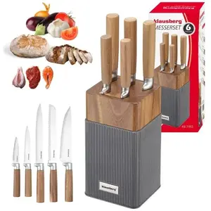 Kitchen knife set Klausberg KB-7983 in acacia wooden block, multi-piece cutlery set
