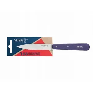 Складной универсальный нож Opinel Serrated Violet 113, зубчатое лезвие из нержавеющей стали, деревянная ручка
