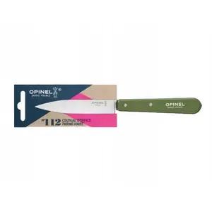 Folding paring knife Opinel 112, stainless steel blade, khaki handle
