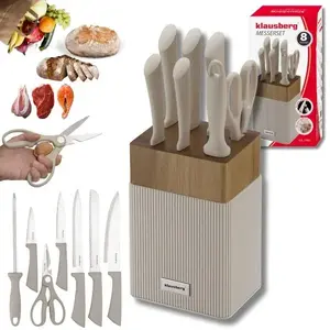 Kitchen knife set Klausberg KB-7984 with acacia wooden block — multi-piece cutlery set