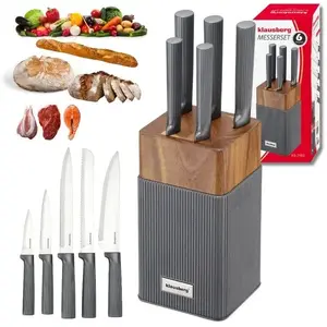 Kitchen knife set Klausberg KB-7982 in acacia wood block — multiple-piece cutlery set