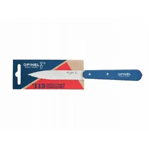 Складной серрейторный нож Lumarko Opinel 113 синий — туристический нож, деревянная ручка