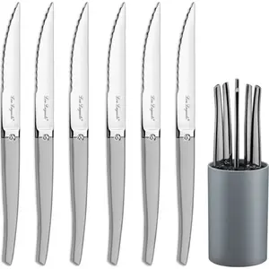Amefa Lou Laguiole Steaks Knives set 6 pcs with knife holder, satin finish