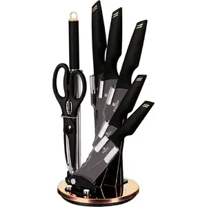 Kitchen knife set berlinger haus BH-2692 in block — stainless steel blades, wooden stand
