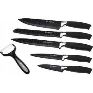 Peeling and Utility Knife Set No name E-6192 with Ceramic Peeler and Steel Blades, Black