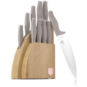 Knife set berlinger haus BH-3122 in bamboo block — 6-piece taupe handles
