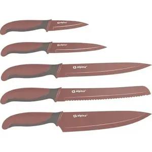 Knife set ALPINA Alpina — stainless steel blades, burgundy handles, set of kitchen knives