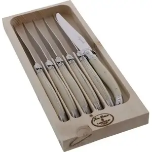 Knife set Laguiole Tradition Jean Dubost 6 pcs, acrylic ivory handles, stainless steel blades