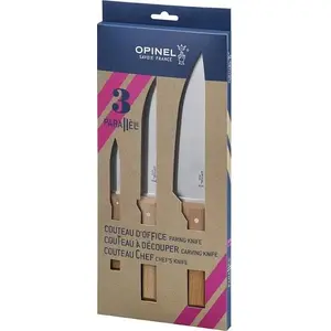Kitchen knife set Opinel Trio Parallele — 3-piece culinary knives set, stainless steel blades