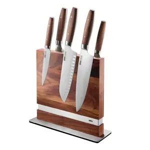 Guard knife block GEFU 13958 by NPC Polska — stainless steel and walnut, 90×250×256 mm