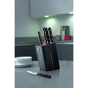 Kitchen knife block set RICHARDSON SHEFFIELD VELOCITY — 5-piece with built-in sharpener, black