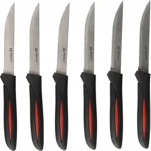 Steak Knife Set ALPINA, stainless steel INOX blades, 23 cm, 6 pieces, black handles