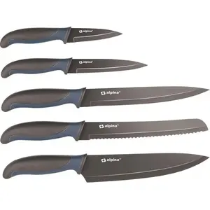 Knife set ALPINA Alpina — stainless steel blades, brown handle/stand