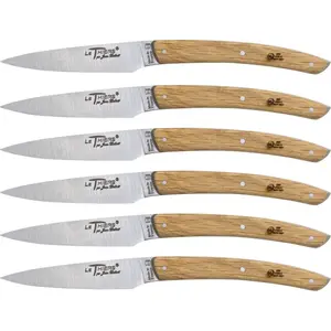 Knife set Laguiole Tradition 6-piece — Jean Dubost, oak wood handles