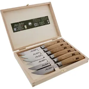 Steak Knife Set Laguiole Tradition 6 pcs, Oak Wood Handles, Jean Dubost