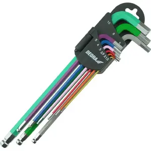 Набор шарообразных шестигранных ключей Dedra 06F215 S2 сталь 1,5–10 мм, 9 шт.