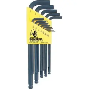 Hex Key Set (Imperial) Bondhus BO10937 – long ball-end L-keys 0.050–3/8 in, 13 pieces