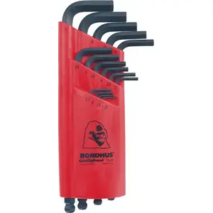 Hex key set Bondhus 10995 — 15 long ball-end hex keys, sizes 1.27–10 mm