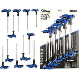 Screwdriver Set Silver 11 pcs T-handle Hex tips 2–10 mm, model 10877