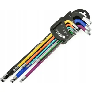 Hex key set Tvardy long S2 9 pcs 1.5–10 mm colored