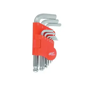 Hex Allen L‑shaped Key Set MODECO MN‑54‑117 — 9 pcs, sizes 1.5–10 mm, ball end