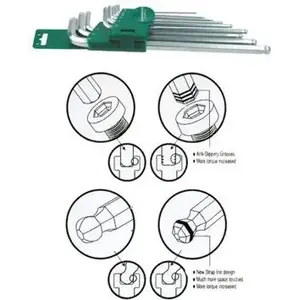 Hex L-key Allen wrench set Jonnesway H06SA109S 9-piece 1.5–10 mm ball end