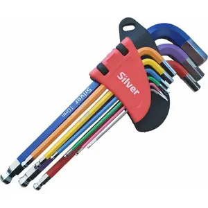 Hex (Allen) Key Set Silver 9 pcs, Long Ball-End 1.5–10 mm