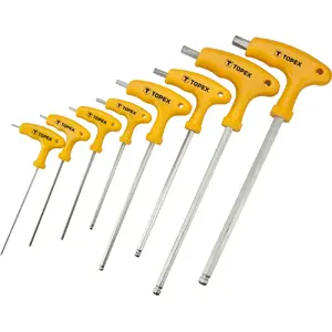 Hex T-handle Allen Key Set Topex 35D967, T-type 8 pcs, 2–10 mm, ball-end