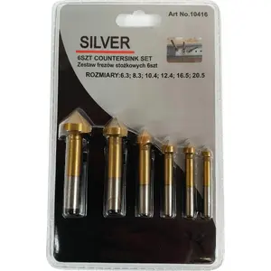 Set of six conical rotary burrs Silver 10416 — metal-cutting rotary files, assorted sizes