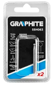 Аксессуар для электродрели GRAPHITE 55H063 — стальные сверла, 2 шт., длина 39 мм, диаметр 3,14 мм
