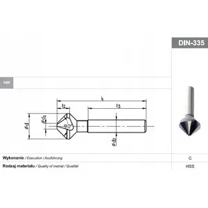 FANAR cutting tool POGLEBIACZ DIN 335-C 90°×30 HSS