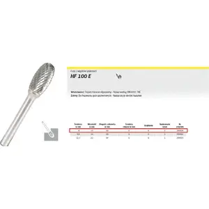 Rotary Carbide Burr KLINGSPOR HF 100 E 8 x 15 mm, shank 6 mm, KLINGSPOR 295909