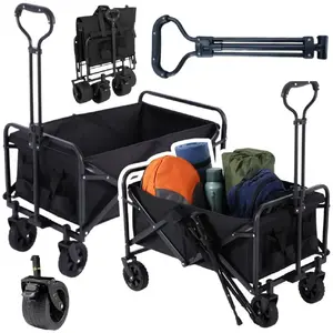 Foldable Garden and Beach Transport Cart Lean 120L Black