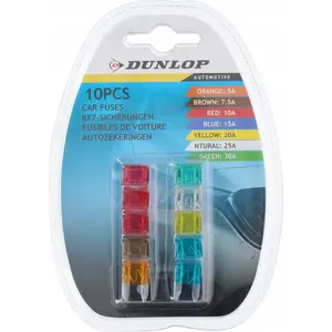 Automotive Blade Fuse Set DUNLOP 10 pcs — standard car fuses (assorted ratings unspecified)