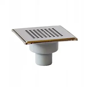 Grīdas noteka AKCES AXUS vertikāla Ø50, 360° smaku bloķētājs, nerūsējošā režģis un rāmis 150x150 mm (matiēta) — modelis 11313