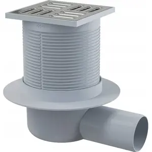 Floor drain ALCADRAIN APV1 105×105 mm with 50 mm side outlet, wet trap