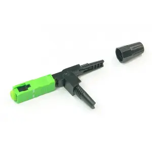 Fiber optic SC/APC fast connector, Extralink, male, black/green, 1 pc