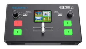 Видео микшер Feelworld LIVEPRO L1 V1 Full HD, 4 канала, 5.08 см TFT, 1080p/720p, питание DC 12 В 1.5 А