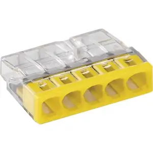 Wago savienotājs 2273-205, 5‑polu ātrsavienojums vadiem 0,5–2,5 mm², dzeltens, 5 gab.