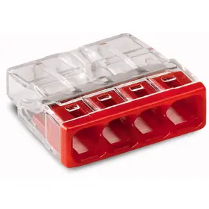 Wago 4-conductor Compact Terminal Connector transparent/red (2273-204)
