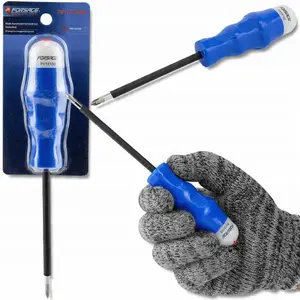 Screwdriver Forsage PH1x100 with LED light - insulated handle, Phillips PH1, 100 mm shaft