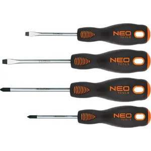 Skrūvgriežu komplekts NEO tools 04-204 — 4 gab., krustiņveida un plakanie gali