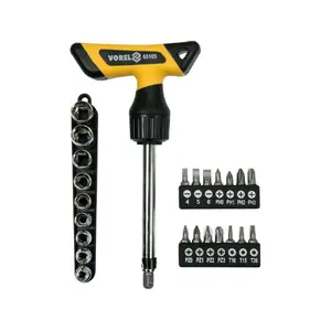 Screwdriver bit set Vorel 65105, 1/4" drive, polypropylene holders and steel bits, 25 pcs