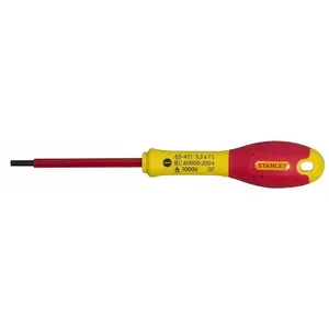Screwdriver STANLEY FATMAX 1000V flat 4×100 mm with hanging hole (model 654120)