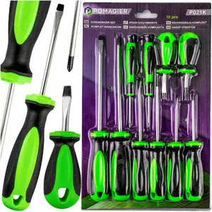 Screwdriver set Rockforce 10-piece — slotted and Phillips (sizes: SL 150x5.6, 100x4.5, 75x3.8, 40x5.6 mm; Torx T5x150, T4x150)