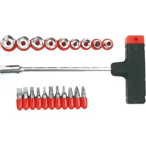 Screwdriver bits and sockets set with handle Top Tools T22 — 21 pieces (model 39D385)