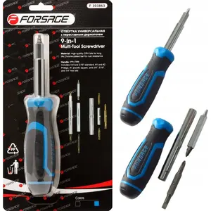 Screwdriver Forsage adjustable double-ended 6-in-1 with interchangeable bits F-303863