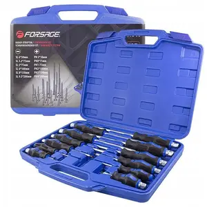 Set of magnetic impact screwdrivers Forsage 12 pcs — assorted sizes including SL 6.0x38, 3.2x75, 5.0x75, 6.0x100, 8.0x150, 9.5x2