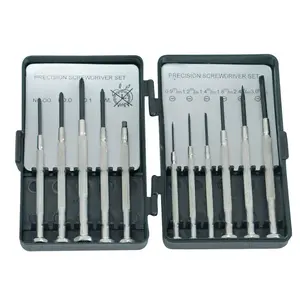 Precision watchmaker screwdriver set MEGA 11-piece model 10221, assorted small flat and Phillips tips